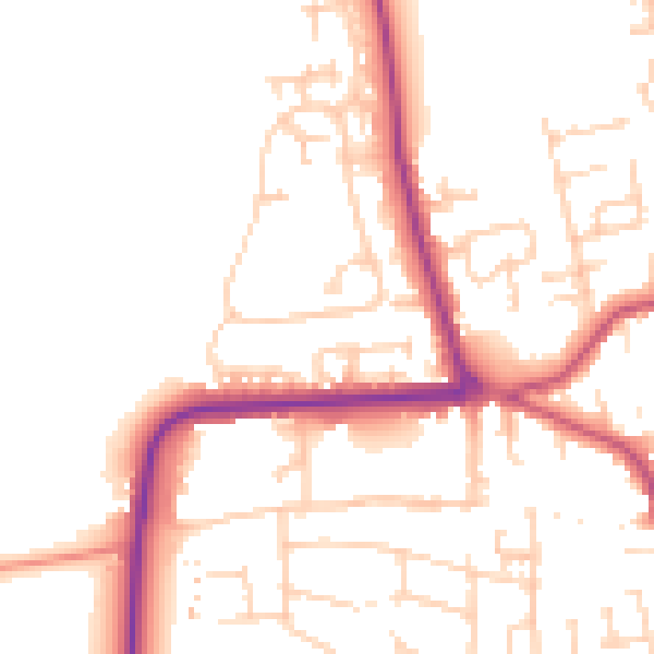 Daytime road noise heatmap for YO16 7NP