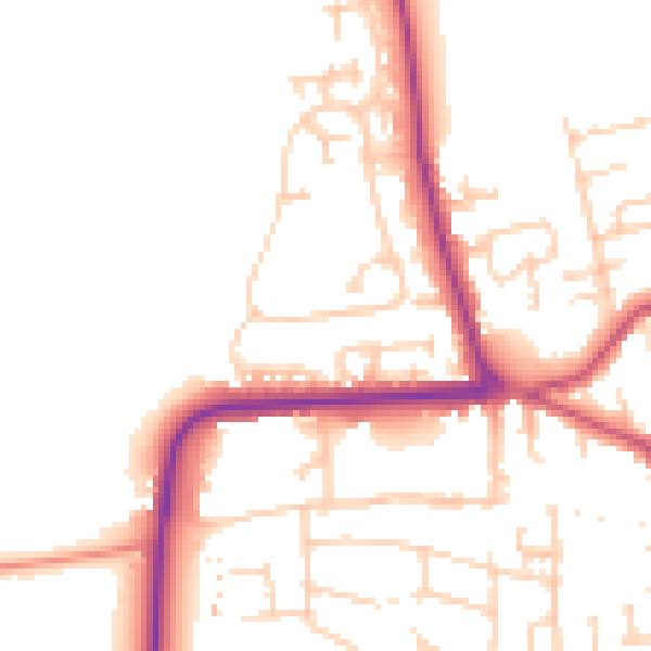Daytime road noise heatmap for YO16 7PL