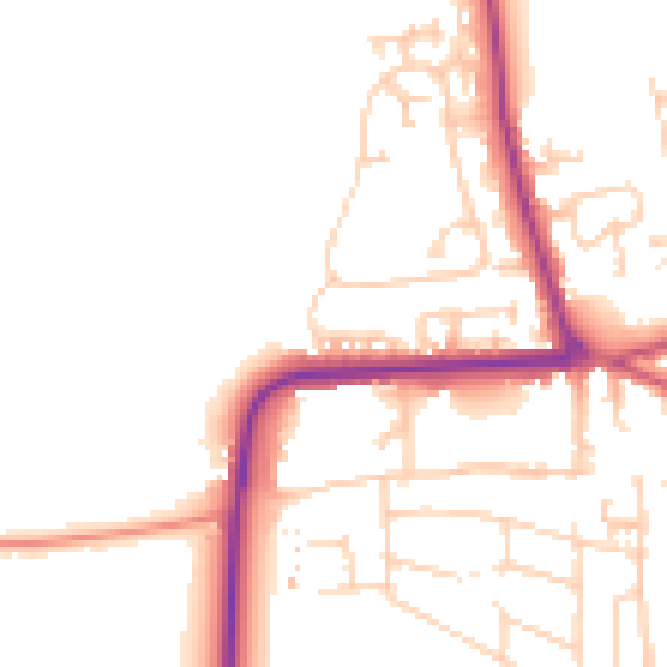 Daytime road noise heatmap for YO16 7PN