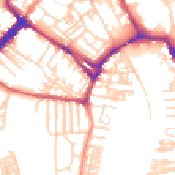 Daytime road noise heatmap for YO23 1NA