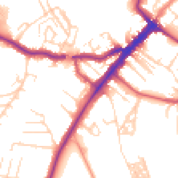 Daytime road noise heatmap for YO24 1EJ