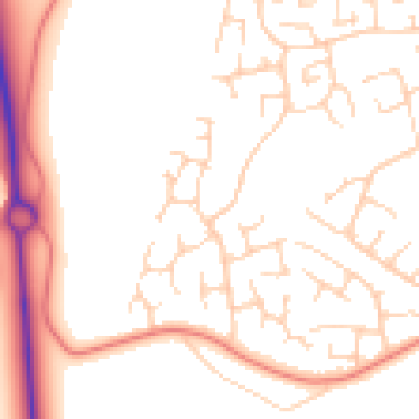 Daytime road noise heatmap for YO24 2XZ