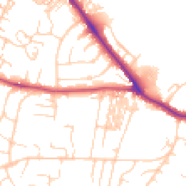 Daytime road noise heatmap for YO24 4EP