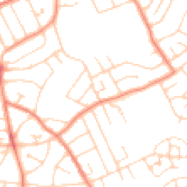 Daytime road noise heatmap for YO31 0LJ