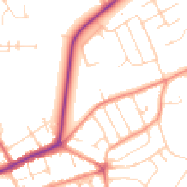 Daytime road noise heatmap for YO31 1DJ