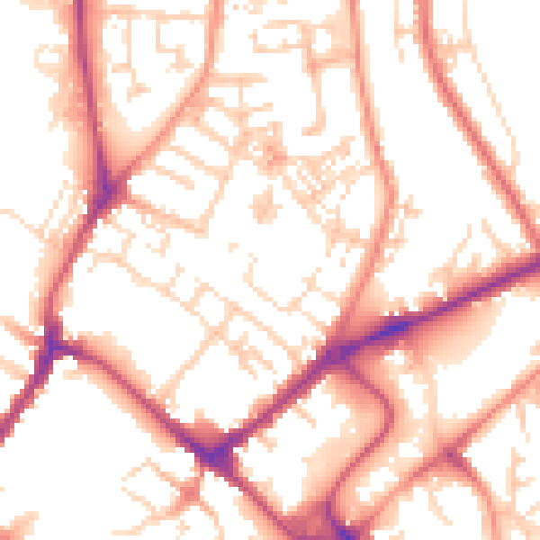Daytime road noise heatmap for YO31 7LE