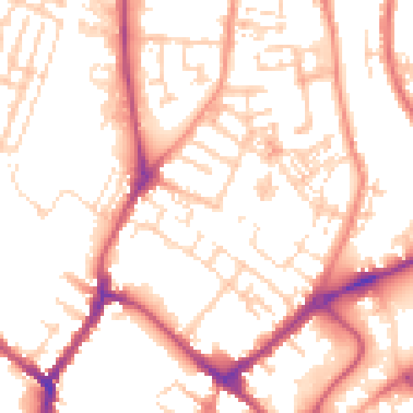Daytime road noise heatmap for YO31 7LZ