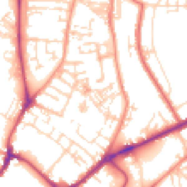 Daytime road noise heatmap for YO31 8NH