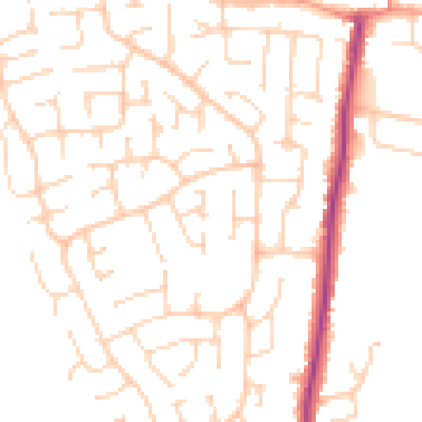 Daytime road noise heatmap for YO32 2GU