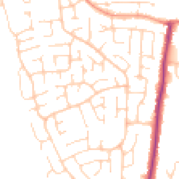 Daytime road noise heatmap for YO32 2GZ