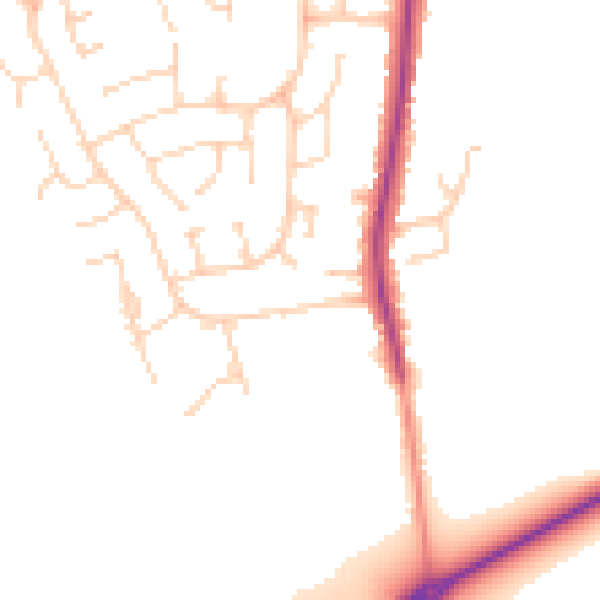 Daytime road noise heatmap for YO32 3EY