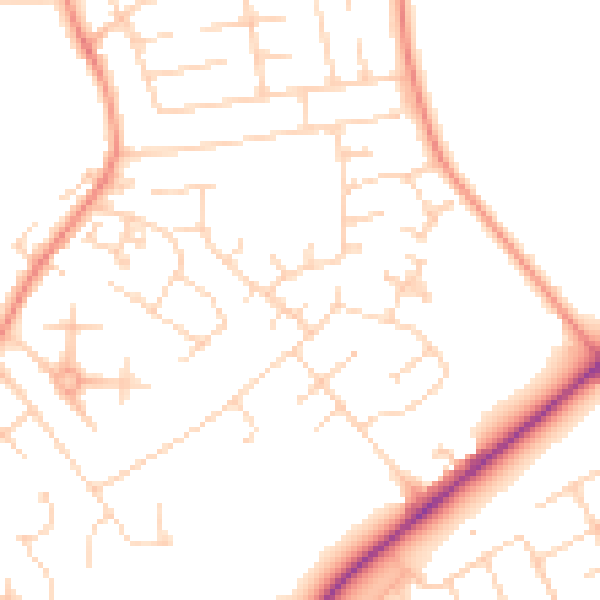 Daytime road noise heatmap for YO32 9GR