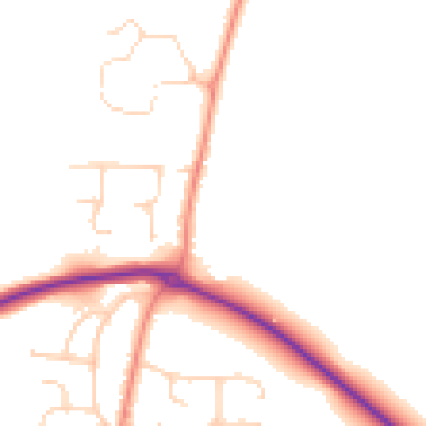 Daytime road noise heatmap for YO32 9LP