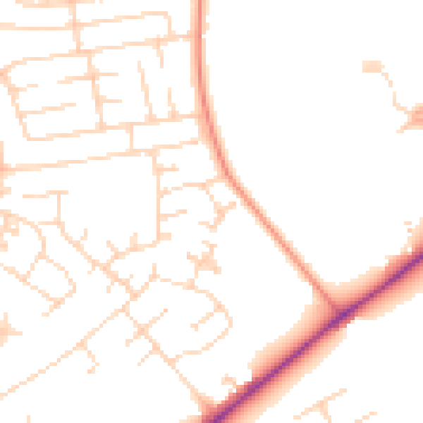Daytime road noise heatmap for YO32 9YG
