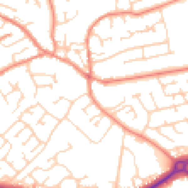 Daytime road noise heatmap for YO43 3AB