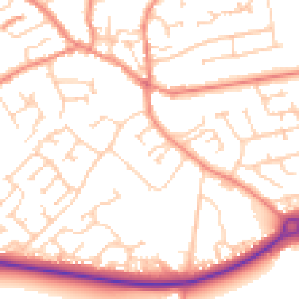 Daytime road noise heatmap for YO43 3AD
