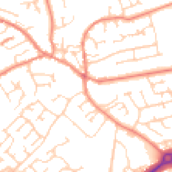 Daytime road noise heatmap for YO43 3AF