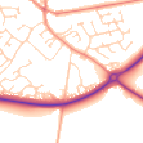 Daytime road noise heatmap for YO43 3BL