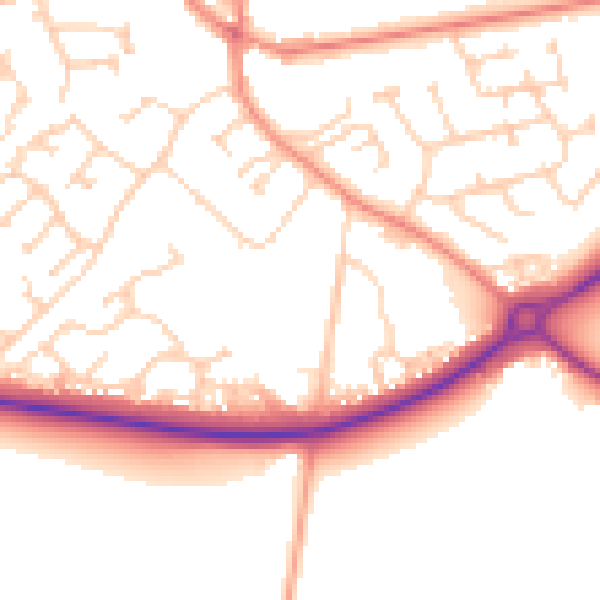 Daytime road noise heatmap for YO43 3BS