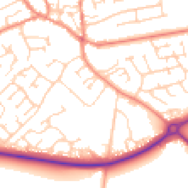 Daytime road noise heatmap for YO43 3BU