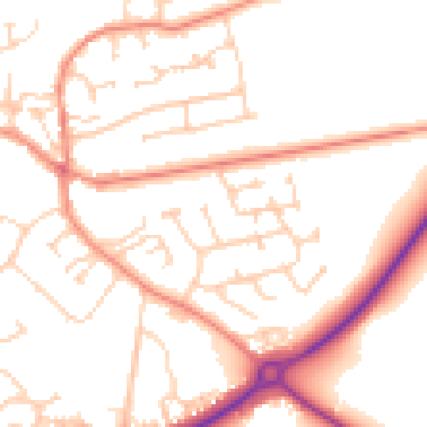 Daytime road noise heatmap for YO43 3DJ