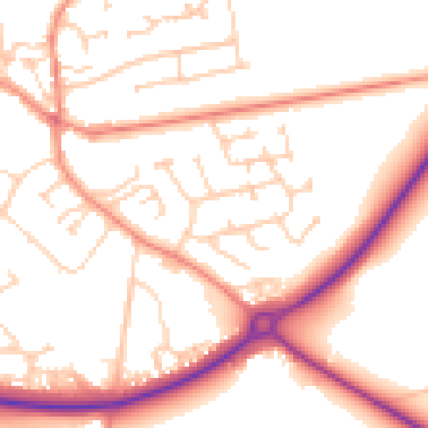 Daytime road noise heatmap for YO43 3DT