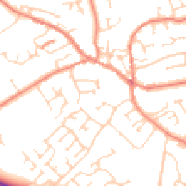 Daytime road noise heatmap for YO43 3DZ