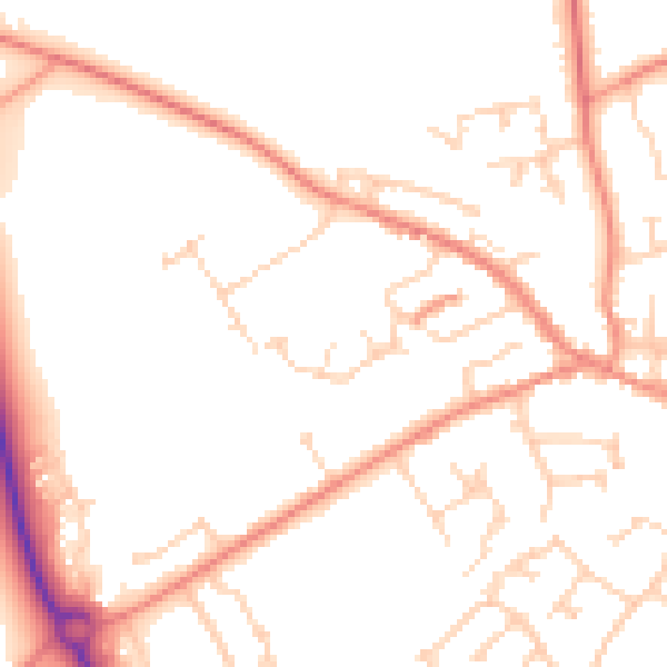 Daytime road noise heatmap for YO43 3FL