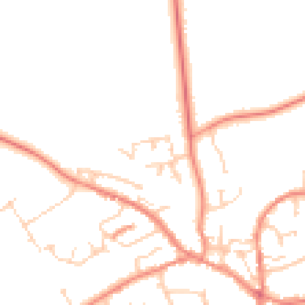 Daytime road noise heatmap for YO43 3GQ