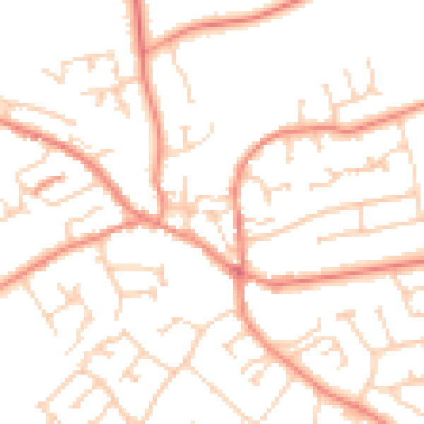 Daytime road noise heatmap for YO43 3NT
