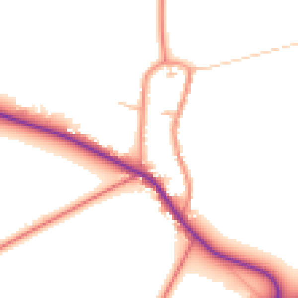 Daytime road noise heatmap for YO43 3PQ