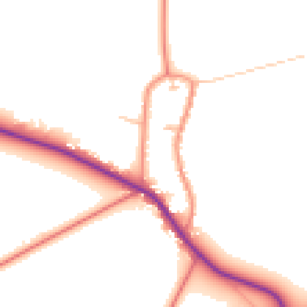 Daytime road noise heatmap for YO43 3QZ