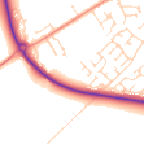 Daytime road noise heatmap for YO43 3RN