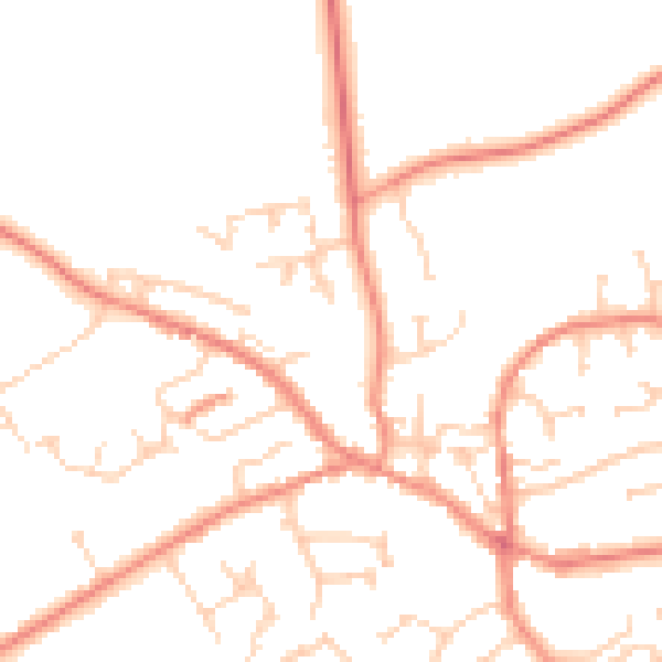 Daytime road noise heatmap for YO43 3SA