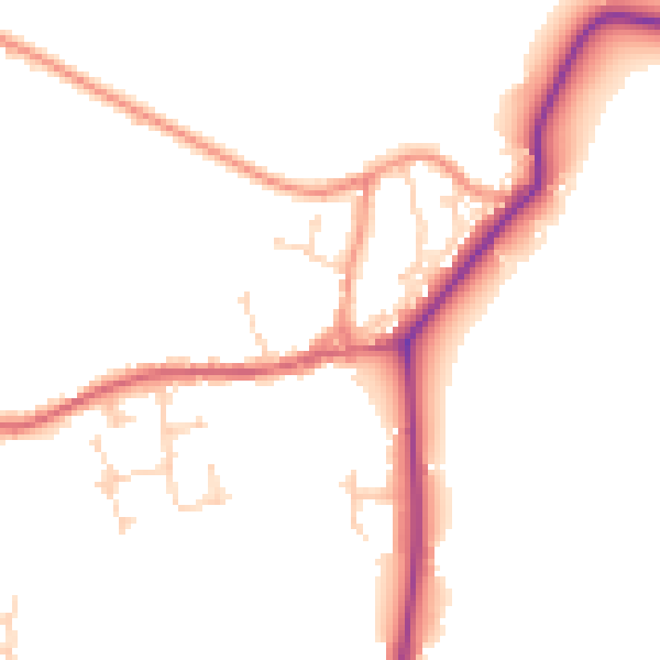 Daytime road noise heatmap for YO43 4AB