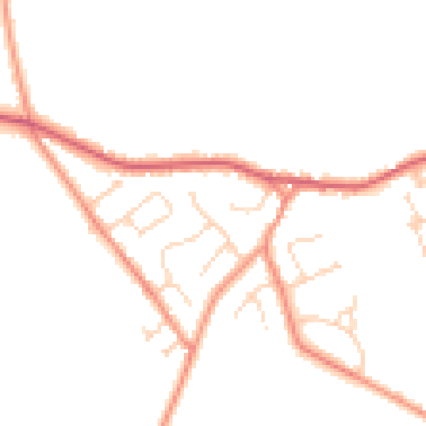 Daytime road noise heatmap for YO43 4HW