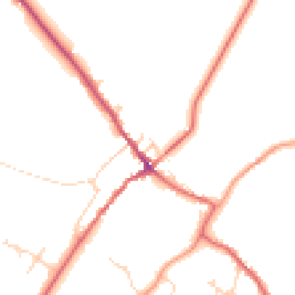 Daytime road noise heatmap for YO8 3TN