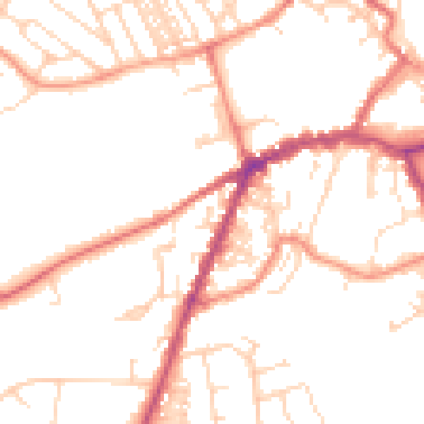 Daytime road noise heatmap for YO8 4AS