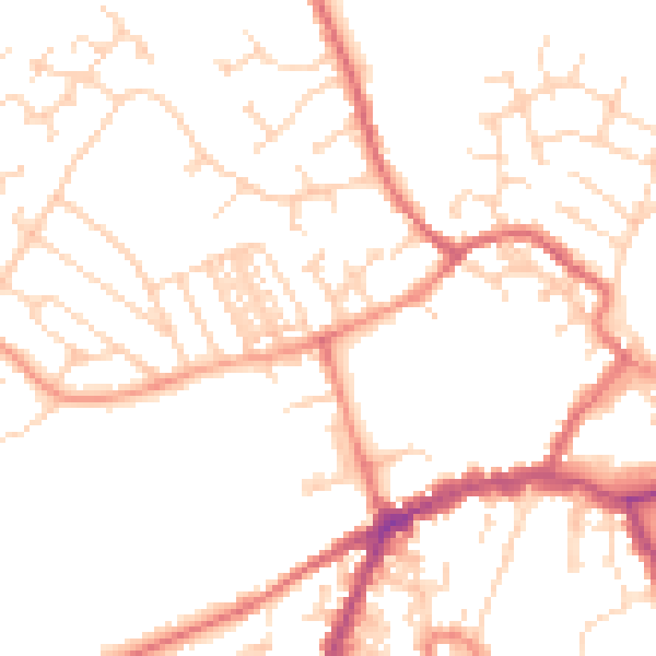 Daytime road noise heatmap for YO8 4BJ