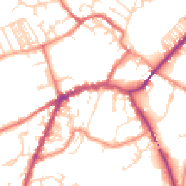 Daytime road noise heatmap for YO8 4HJ