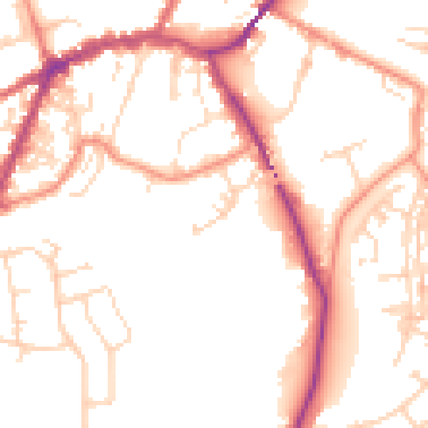 Daytime road noise heatmap for YO8 4QN
