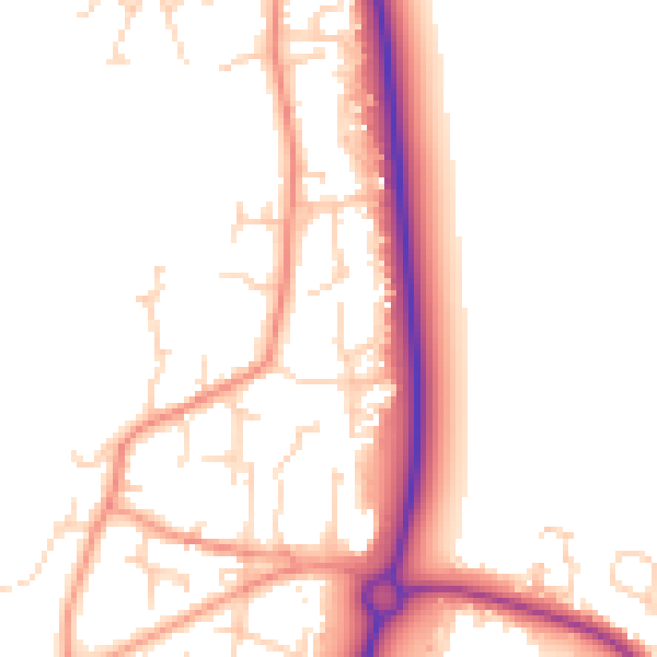 Daytime road noise heatmap for YO8 5JN