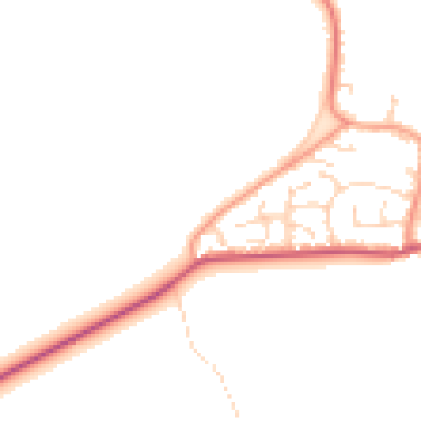 Daytime road noise heatmap for YO8 5SX