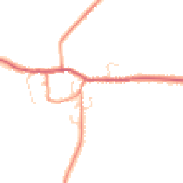 Daytime road noise heatmap for YO8 6NY