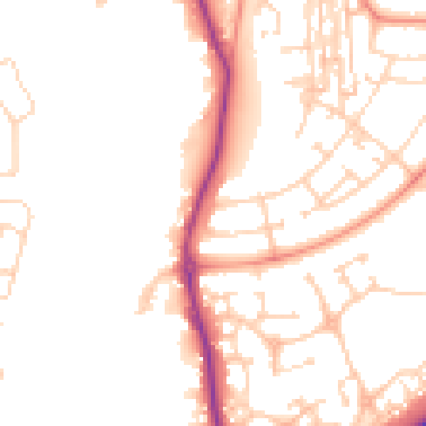Daytime road noise heatmap for YO8 8DX