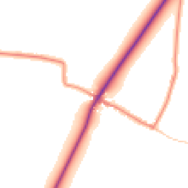 Daytime road noise heatmap for YO8 8QE