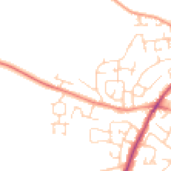 Daytime road noise heatmap for YO8 9RD